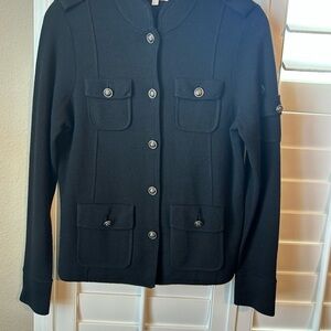 Tory Burch Black Knit Sweater Jacket- Size L